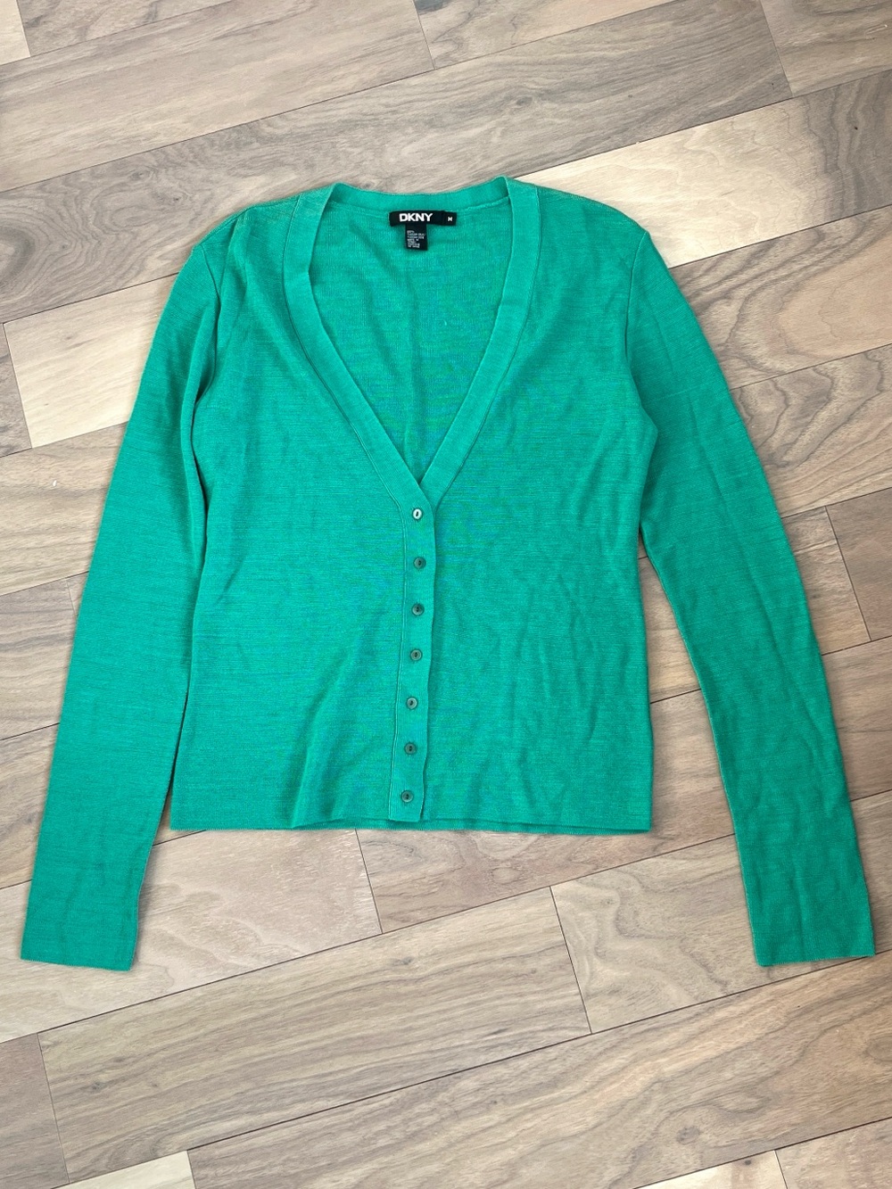VTG Green Women’s Silk Knit V-Neck Cardigan Size M Cottagecore